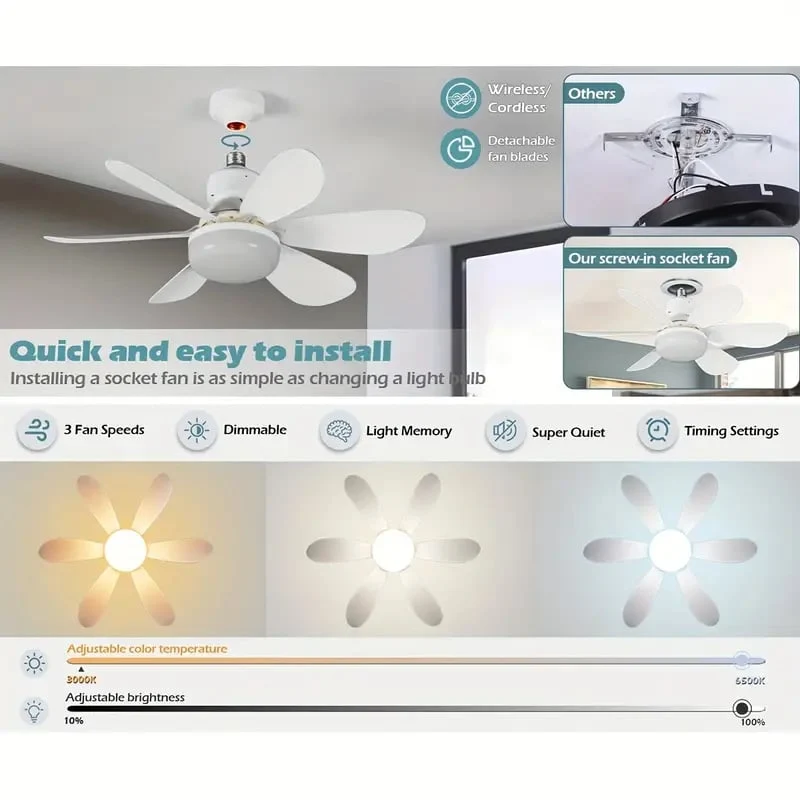 2-in-1 Dimmable Socket Fan - Image 9