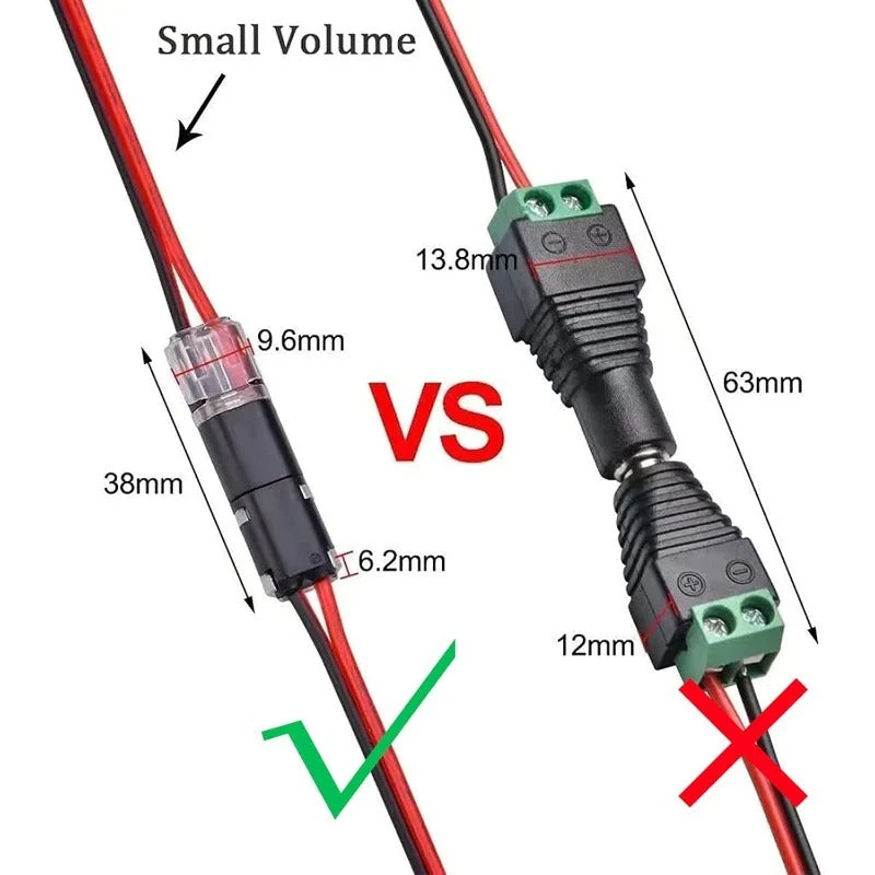 2-Pin Solderless Wire Connector – Compact Plug for LED Strips & 18–22 AWG Cables - Image 3