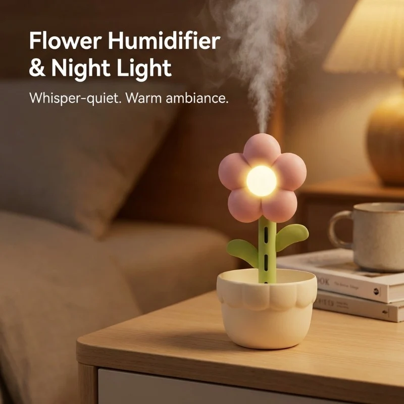 3-in-1 Flower Humidifier Lamp