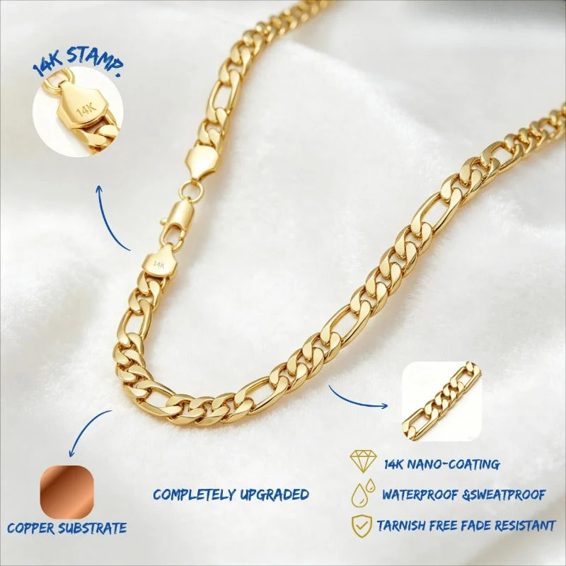 Classic 14K Gold Figaro Necklace - Image 4