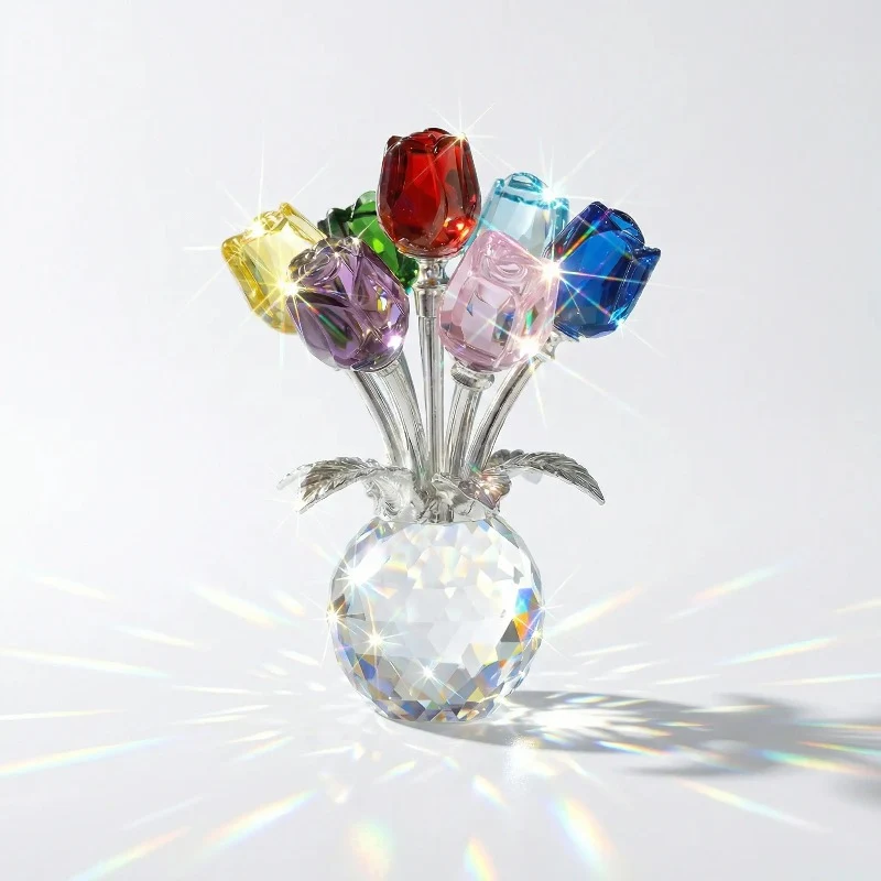 Elegant Crystal Flower Statue