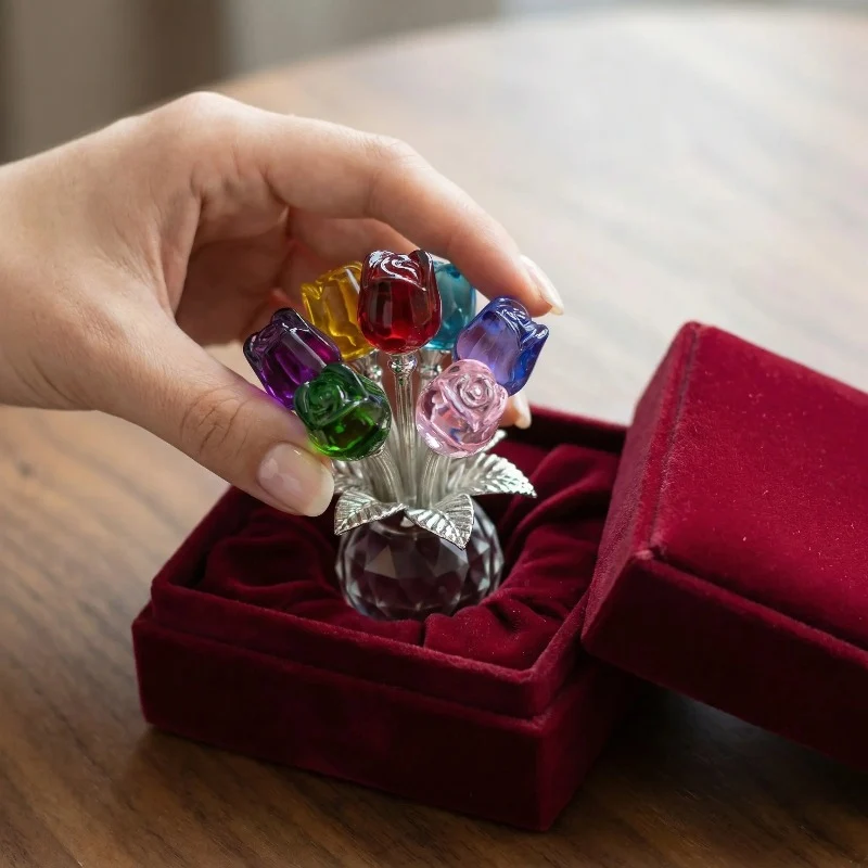 Elegant Crystal Flower Statue - Image 3