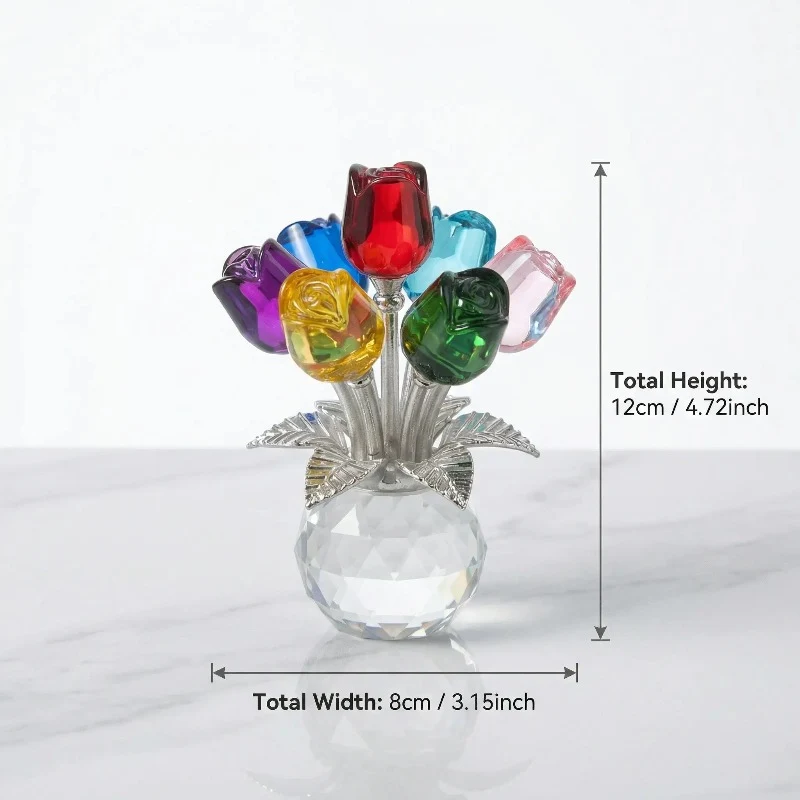 Elegant Crystal Flower Statue - Image 5