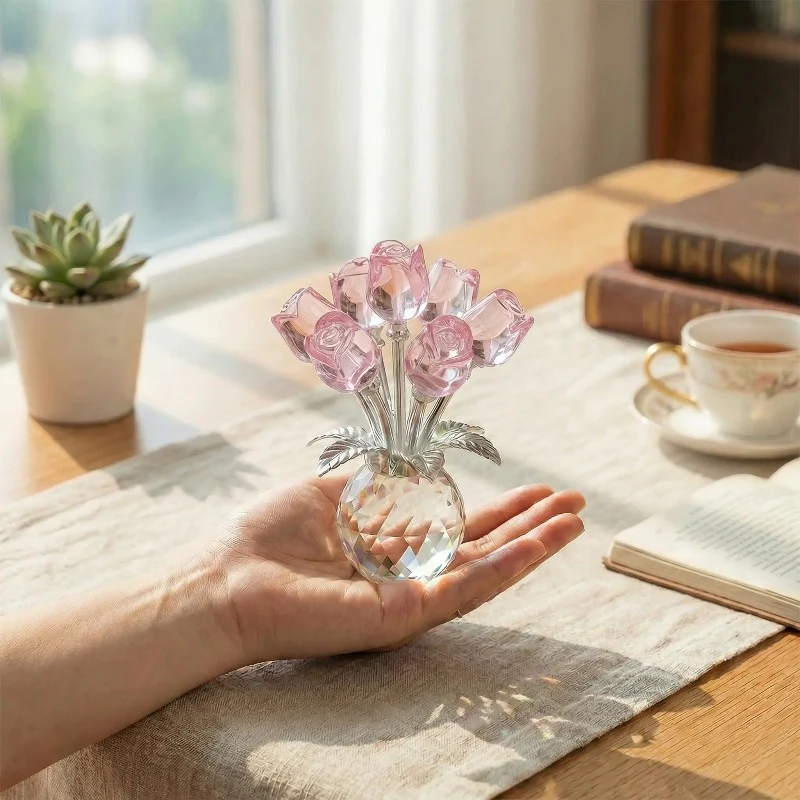 Elegant Crystal Flower Statue - Image 6