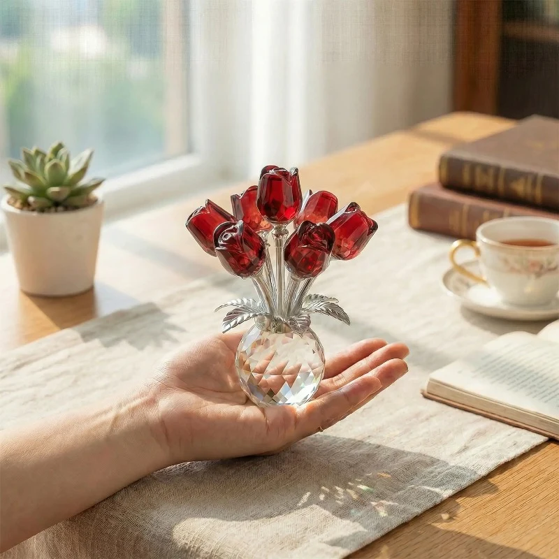 Elegant Crystal Flower Statue - Image 8