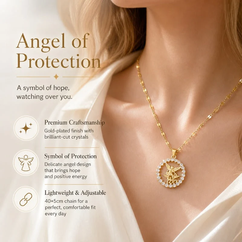 Elegant Gold Pavé Angel Pendant