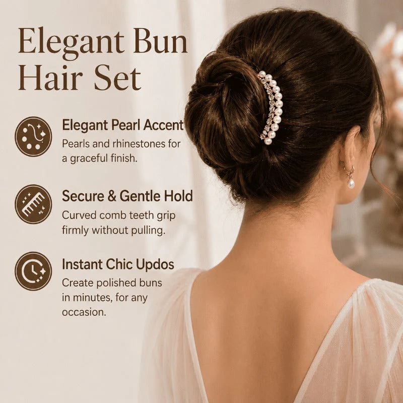Pearl Rhinestone Bun Set