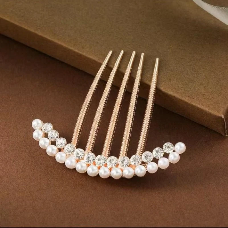 Pearl Rhinestone Bun Set - Image 2