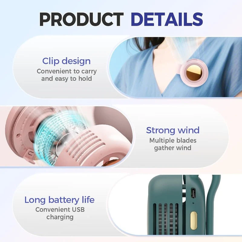 Portable 3-Speed Wearable Fan - Image 3