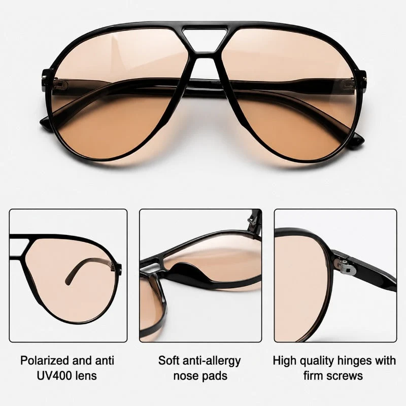 Retro Oversized Aviator Sunglasses - Image 3