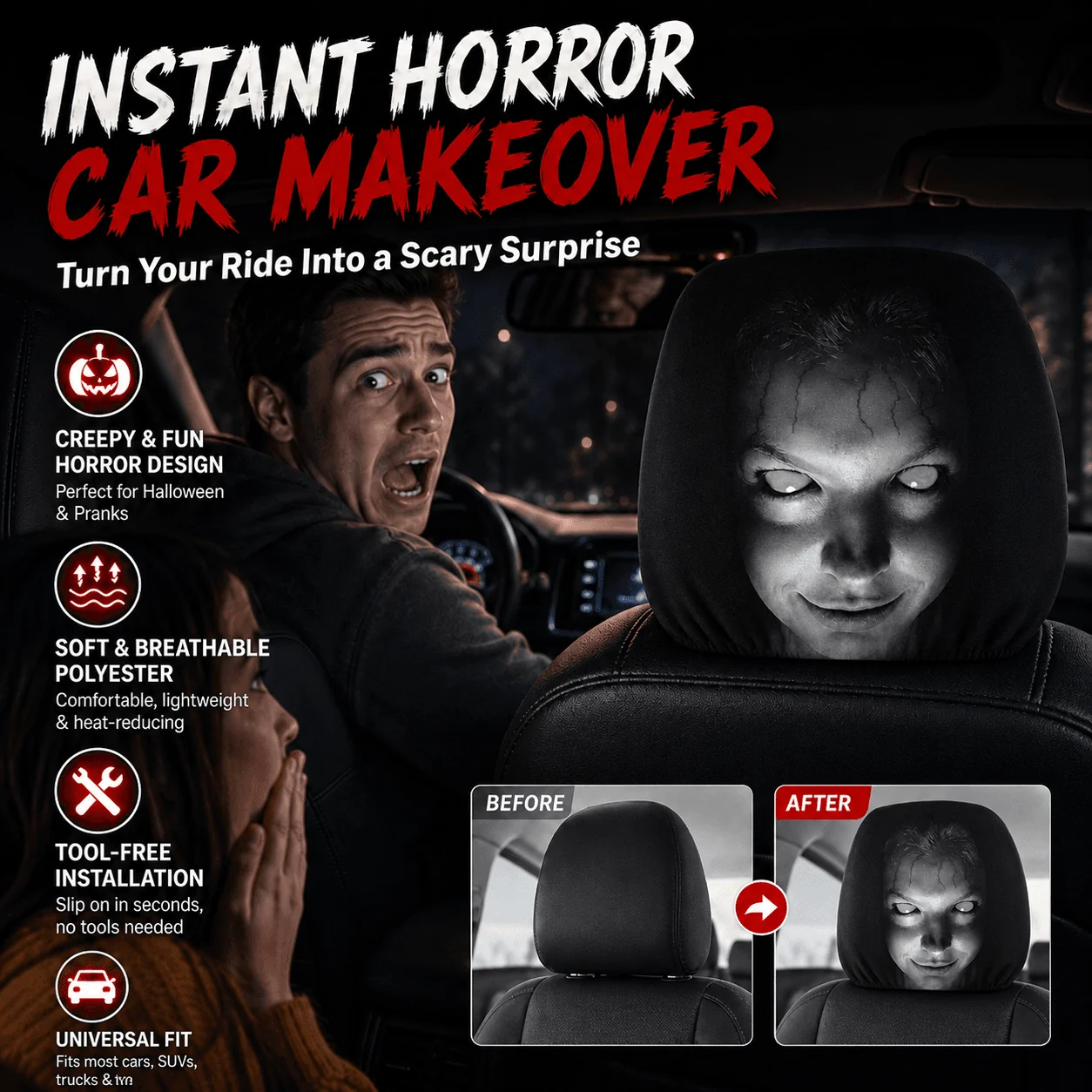 Scary Universal Headrest Covers - Image 7