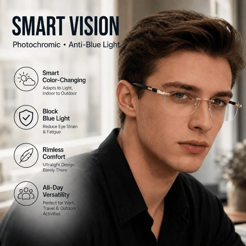 Smart Photochromic Rimless Glasses