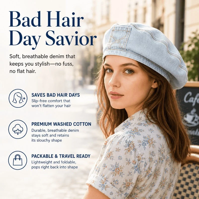 Soft Washed Denim Beret
