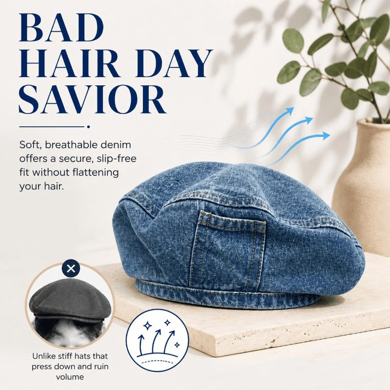 Soft Washed Denim Beret - Image 2