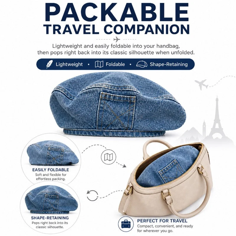 Soft Washed Denim Beret - Image 3