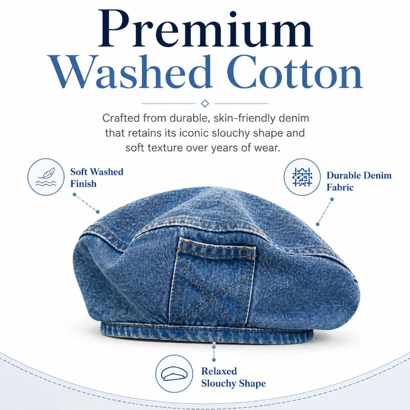 Soft Washed Denim Beret - Image 4