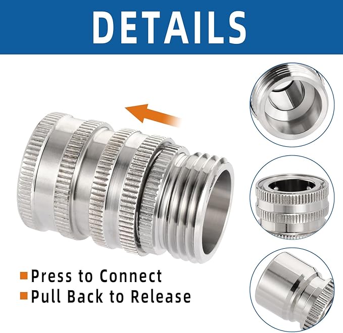 šStainless Steel Garden Hose Quick Connect Fittings Set - Image 3