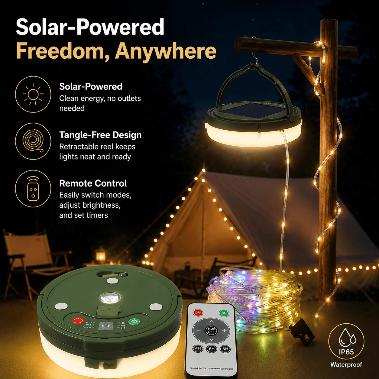 Tangle-Free Retractable Solar Lights