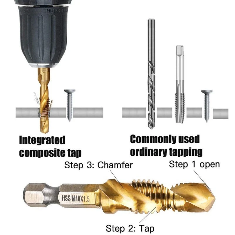 TapForge 3-in-1 Titanium Drill Tap Bit Set - Image 6